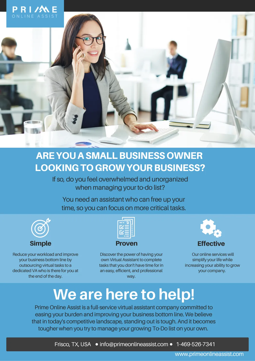 Small Business VA Flyer — creative sample for Prime Online Assist