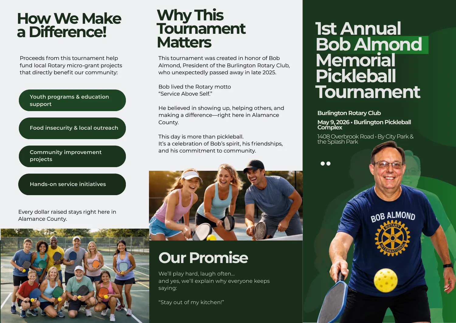 Tournament Trifold — Front — portfolio design sample for Burlington Rotary